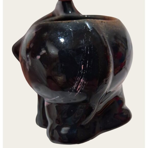 Vintage Black Ceramic Elephant Planter No cracks - Picture 7 of 9